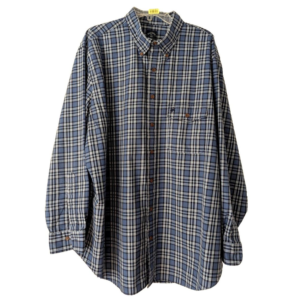 Brooks Brothers Original Polo L Sleeve Men's Xxl Blue Plaid Preppy Button-Up